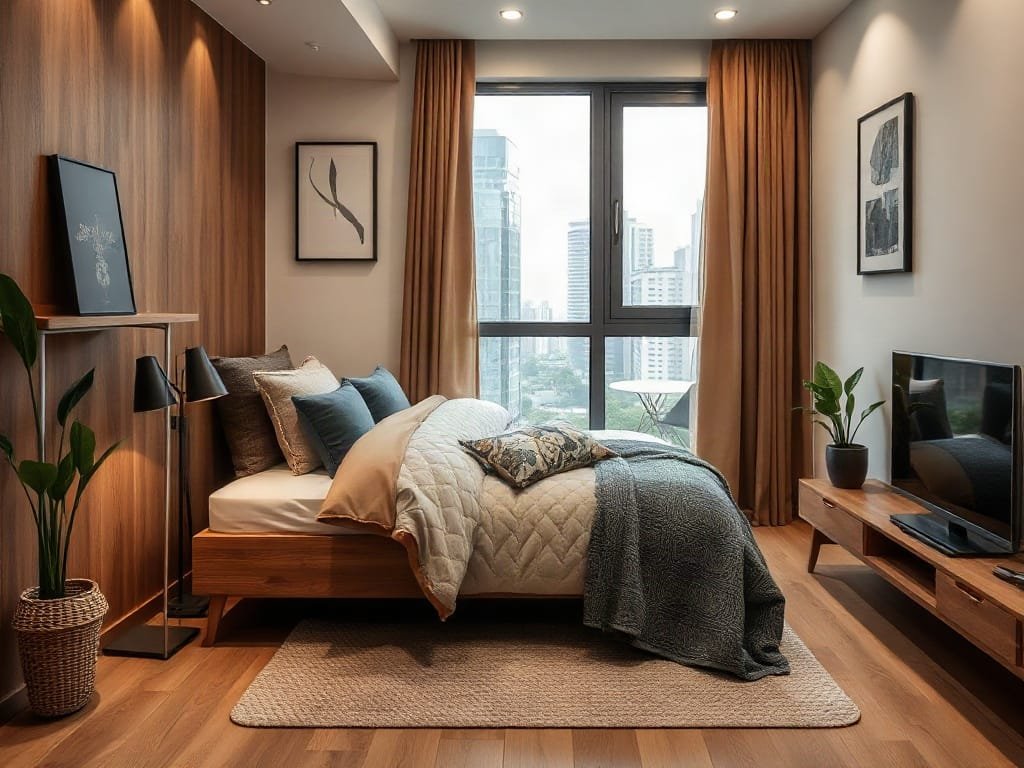 Giường gỗ nhỏ gọn và phong cách trong nhà phố Việt Nam