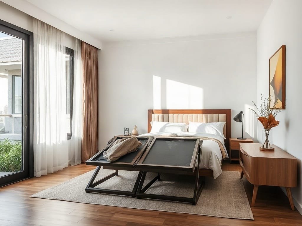 Khám Phá 5 Công Dụng Hữu Ích của Giường Xếp Cho Không Gian Sống Giường xếp trong phòng ngủ hiện đại Việt Nam với ánh sáng tự nhiên.