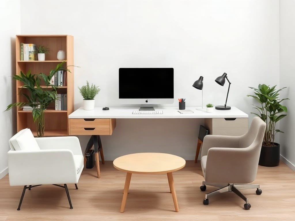 Không gian làm việc tối giản với nội thất hiện đại