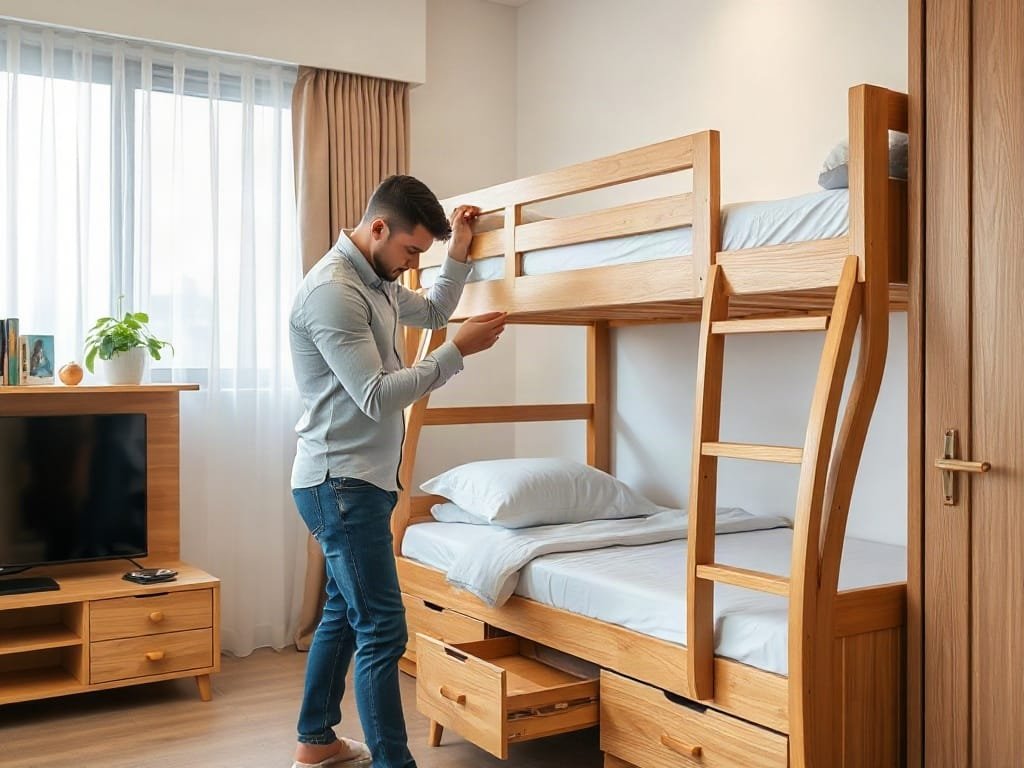 Công dụng giường tầng bạn nên biết cho không gian sống hiện đại Kinh nghiệm chọn giường tầng: kiểm tra kết cấu