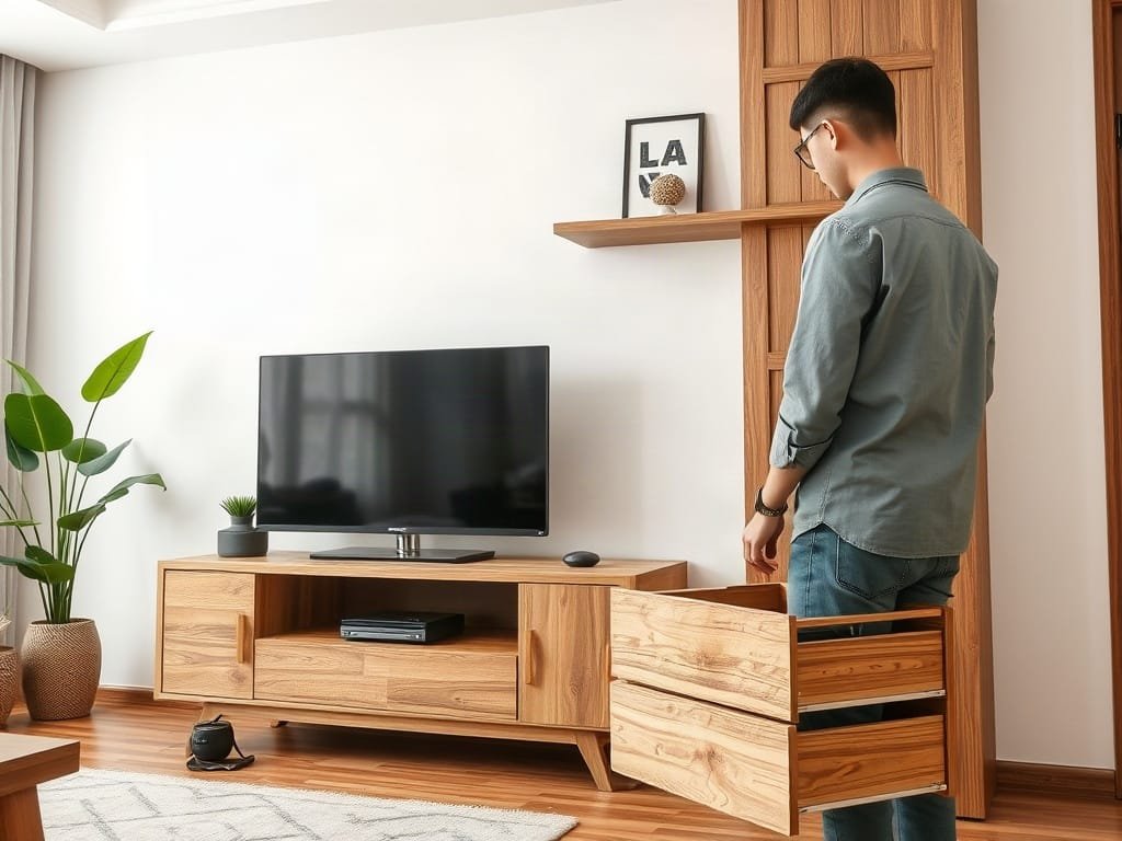 Kinh nghiệm chọn kệ tivi: kiểm tra kết cấu