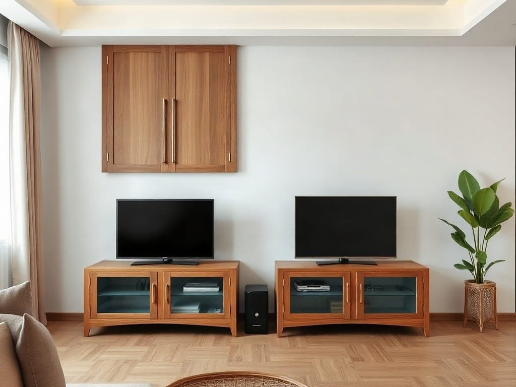 Kinh nghiệm chọn kệ tivi: so sánh kích thước