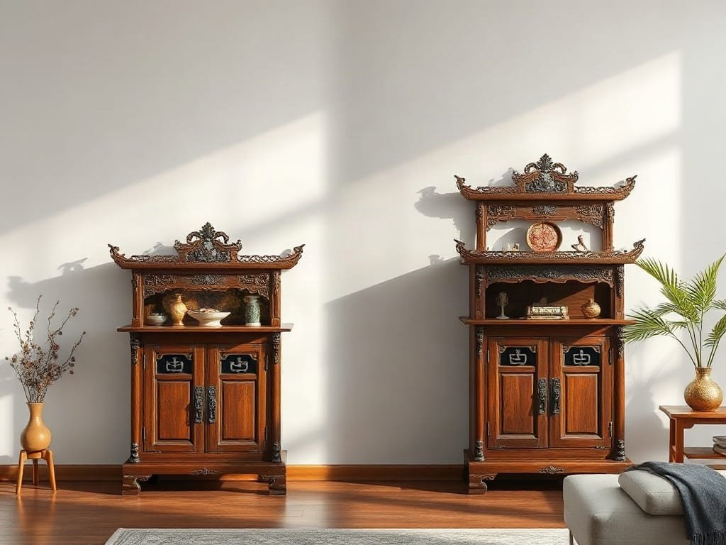 Kinh nghiệm chọn tủ thờ: so sánh kích thước