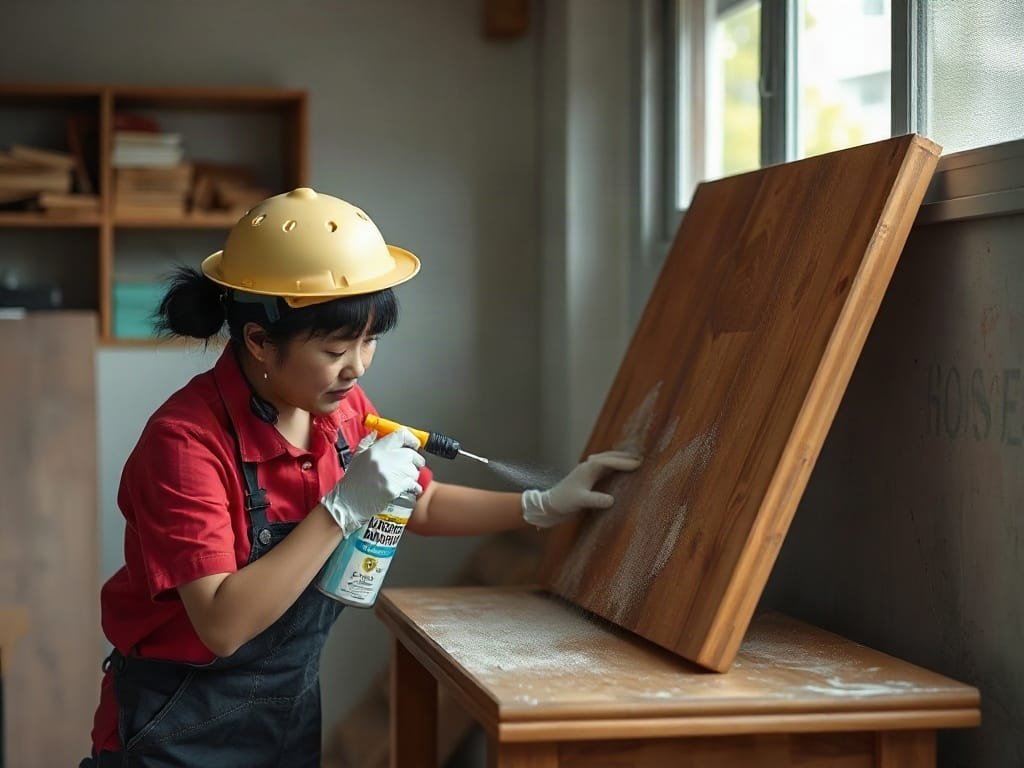 Người Việt bôi lớp bảo vệ lên đồ gỗ nội thất.