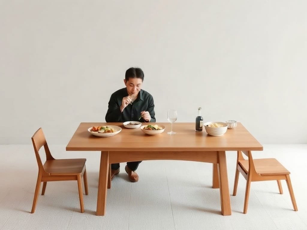 Người Việt Nam ăn bữa tại bàn ăn Nhật Bản tối giản