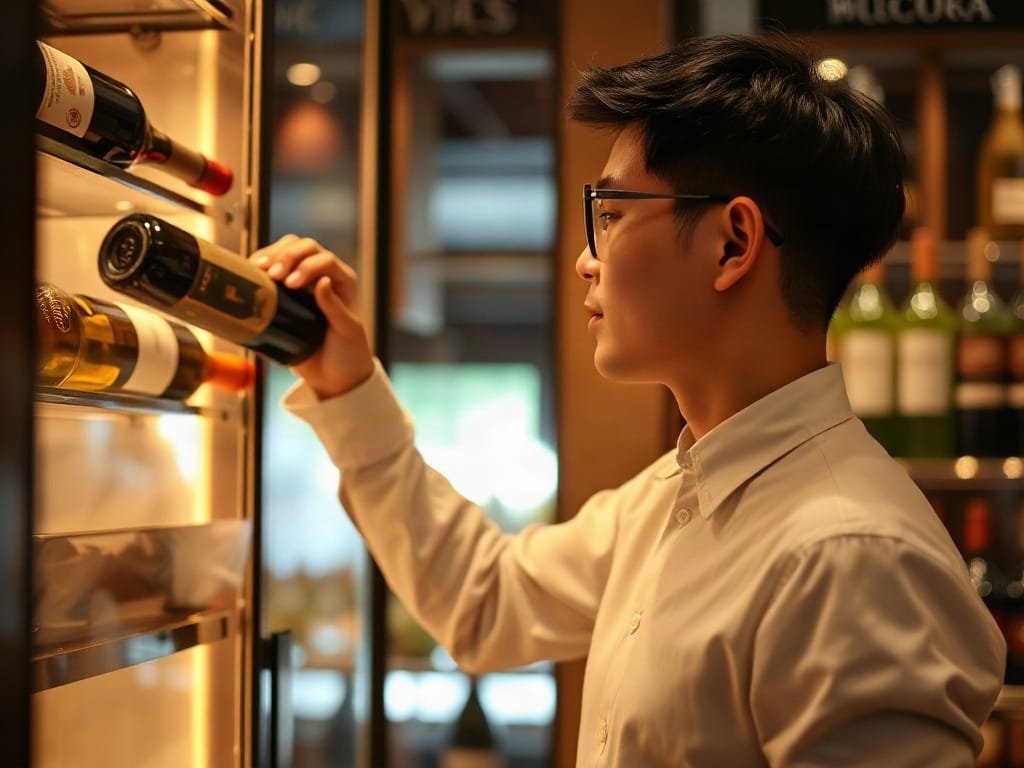 8 Yếu Tố Cần Xem Xét Khi Chọn Mua Tủ Rượu Cho Ngôi Nhà Của Bạn Người Việt Nam chọn chai rượu từ tủ rượu đẹp được chiếu sáng
