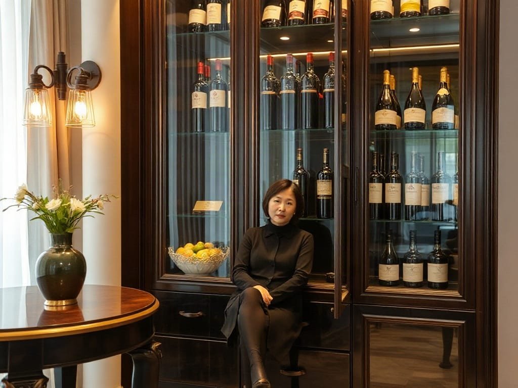 8 Yếu Tố Cần Xem Xét Khi Chọn Mua Tủ Rượu Cho Ngôi Nhà Của Bạn Cận cảnh tủ rượu với cửa kính và bộ sưu tập các chai rượu