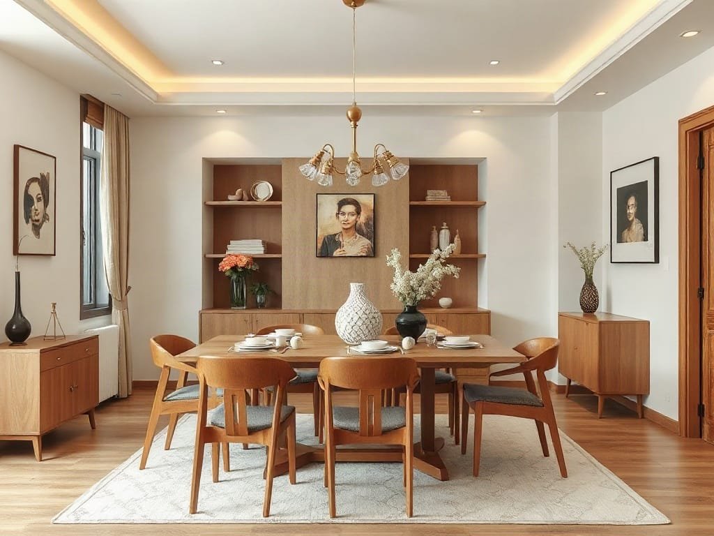 3 Cách Chọn Màu Sắc Bàn Ăn Gỗ Hoàn Hảo Cho Không Gian Sống Nhà thiết kế nội thất Việt Nam sắp xếp khu vực ăn với đồ gỗ.