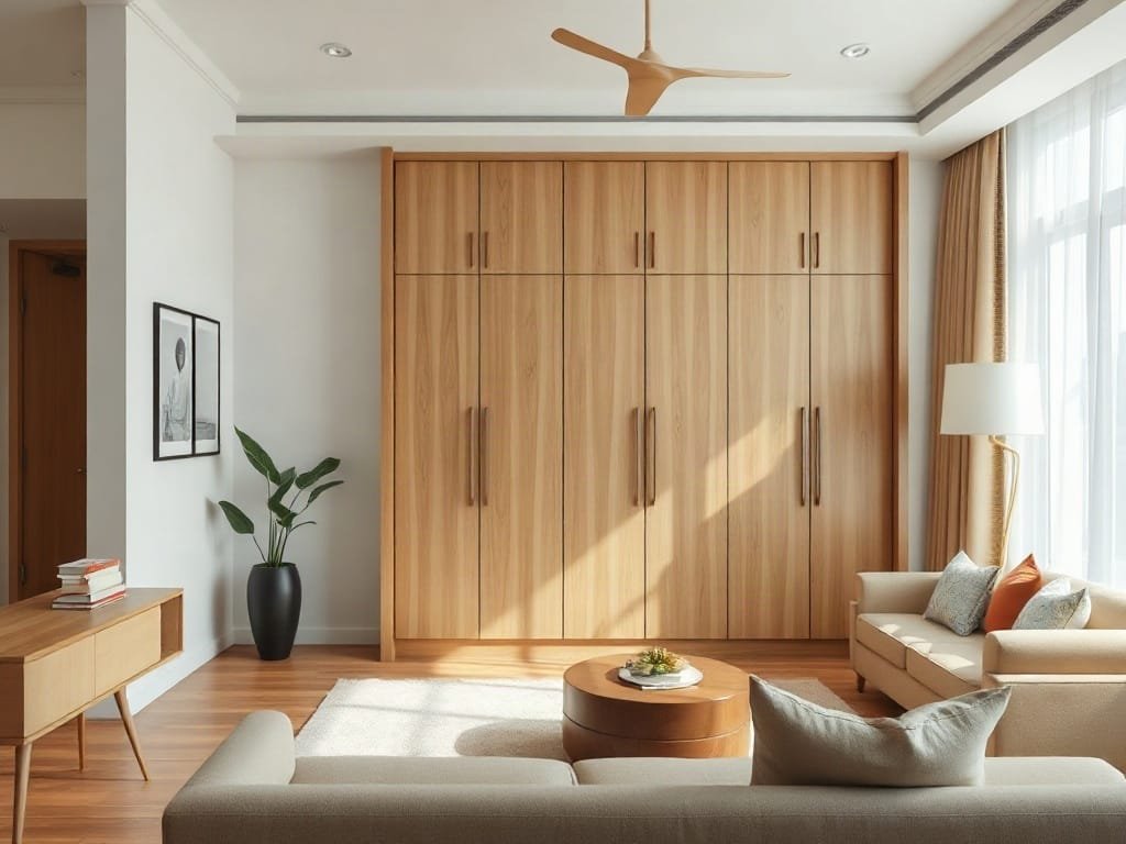 Lựa Chọn Tủ Quần Áo Gỗ Tự Nhiên Tại Hóc Môn Để Tôn Vinh Không Gian Sống Phòng khách sang trọng với tủ quần áo gỗ tự nhiên