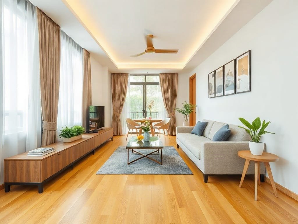 Sàn gỗ vàng trong căn hộ Việt Nam hiện đại