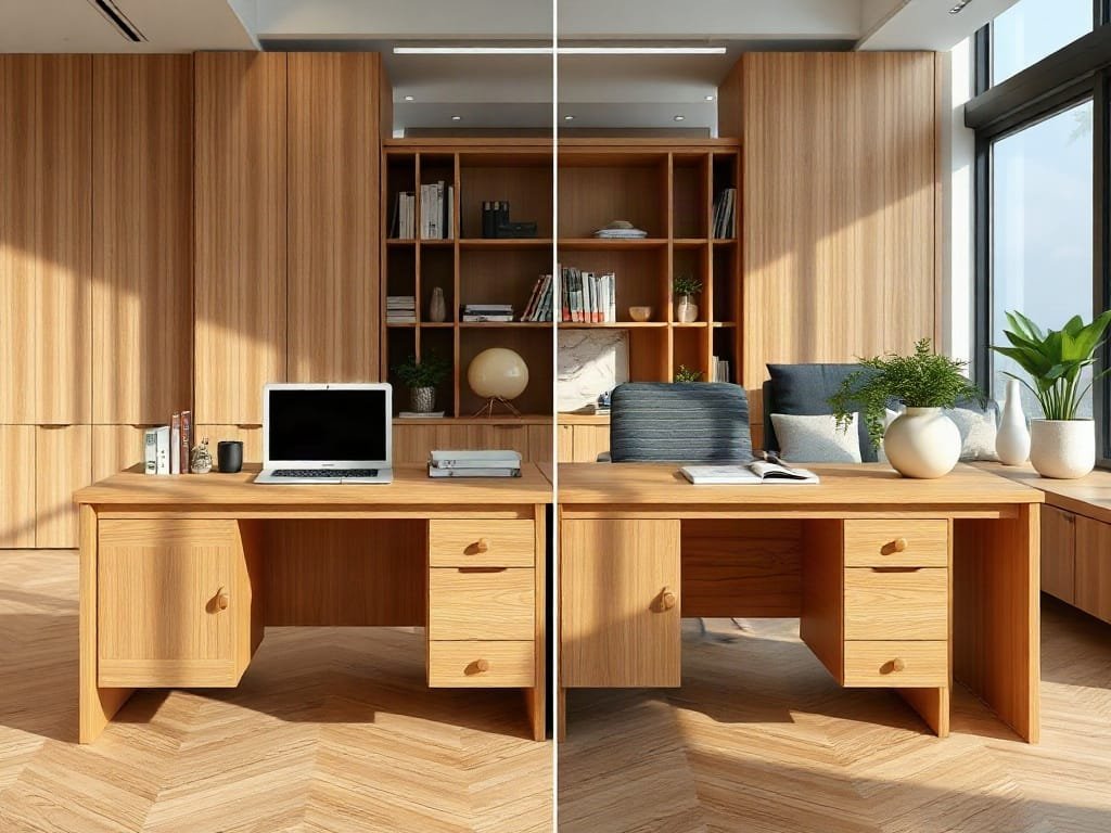 So sánh bàn làm việc: gỗ tự nhiên và MDF Melamine