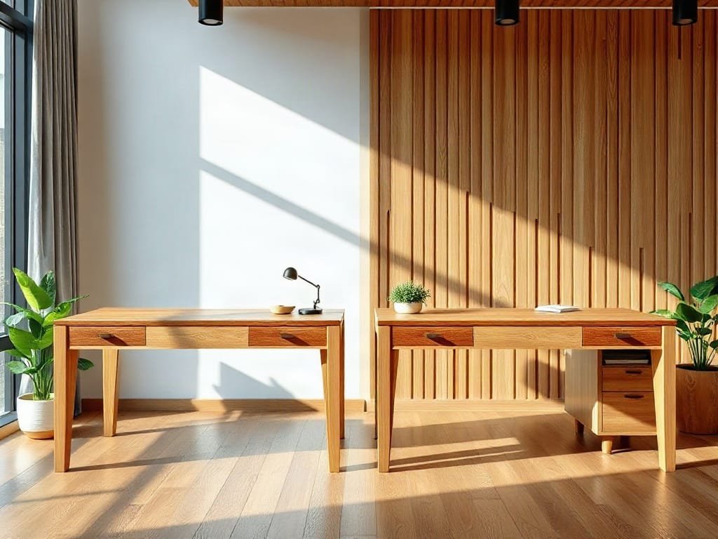 So sánh bàn làm việc: gỗ tự nhiên và MDF Melamine