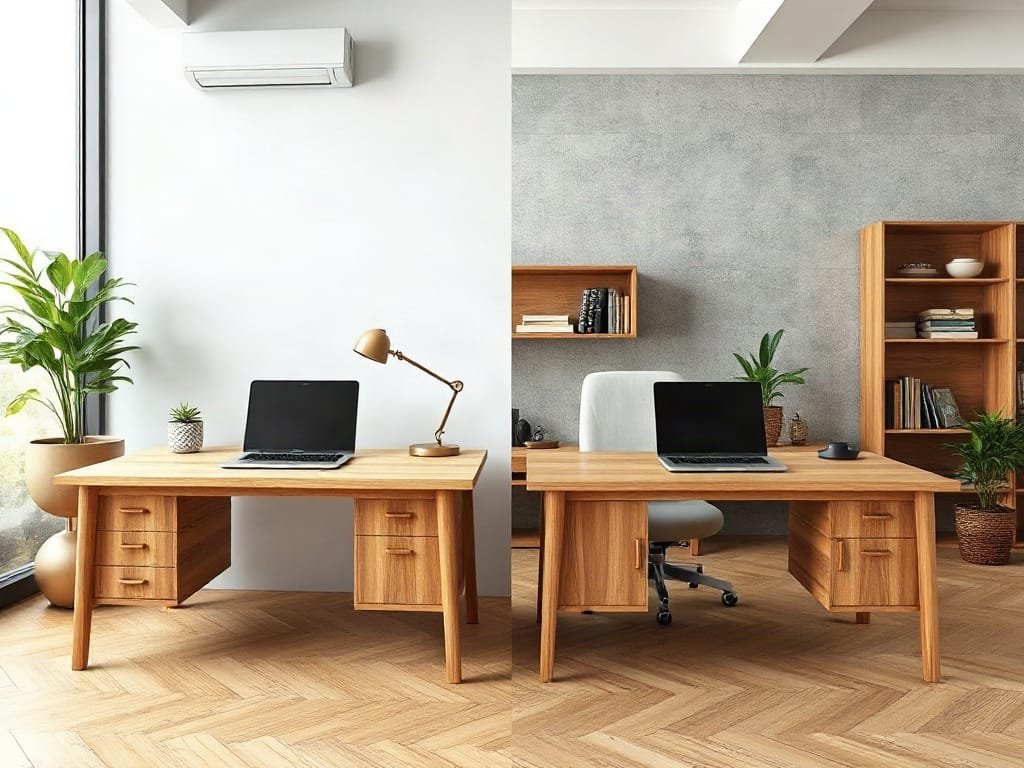 So sánh bàn làm việc: gỗ tự nhiên và MDF Melamine