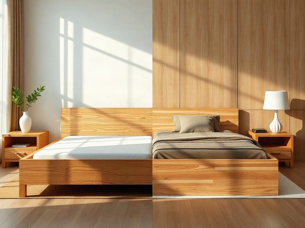 So sánh giường ngủ: gỗ tự nhiên và MDF Melamine