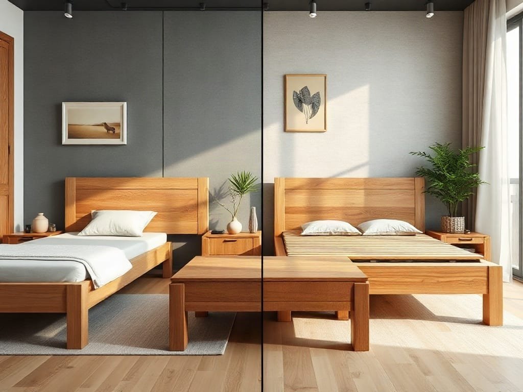 So sánh giường ngủ: gỗ tự nhiên và MDF Melamine