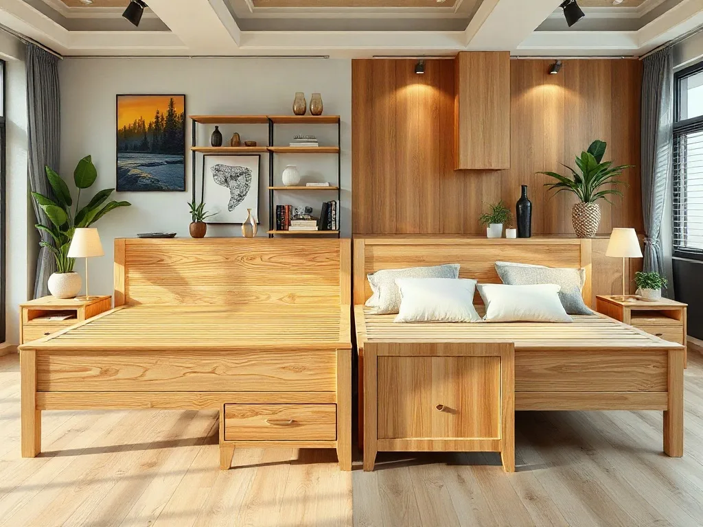 So sánh giường ngủ: gỗ tự nhiên và MDF Melamine