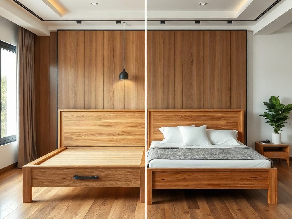 So sánh giường ngủ: gỗ tự nhiên và MDF Melamine