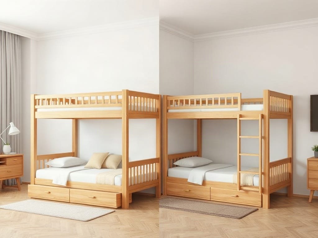 Ứng Dụng Thực Tế Của Giường Tầng Cao Cấp Trong Không Gian Sống Hiện Đại So sánh giường tầng: gỗ tự nhiên và MDF Melamine