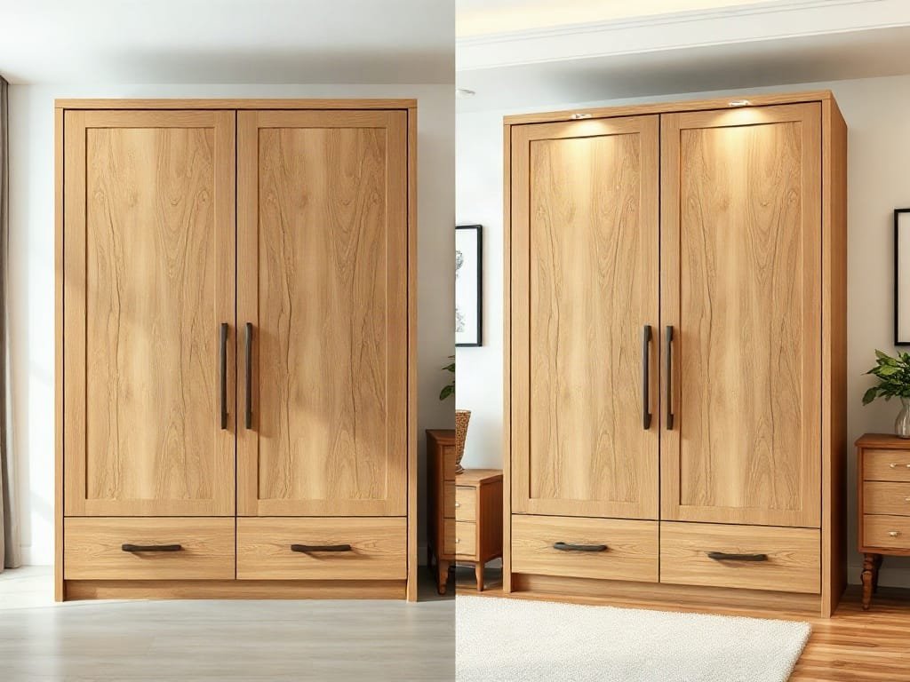 So sánh tủ quần áo: gỗ tự nhiên và MDF Melamine