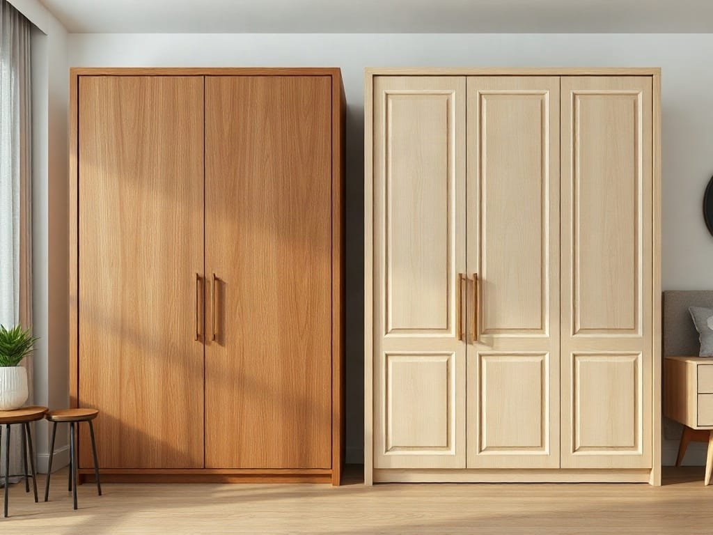 Khám Phá 7 Ưu Điểm Vượt Trội Khi Sử Dụng Tủ Quần Áo Gỗ Công Nghiệp So sánh tủ quần áo: gỗ tự nhiên và MDF Melamine