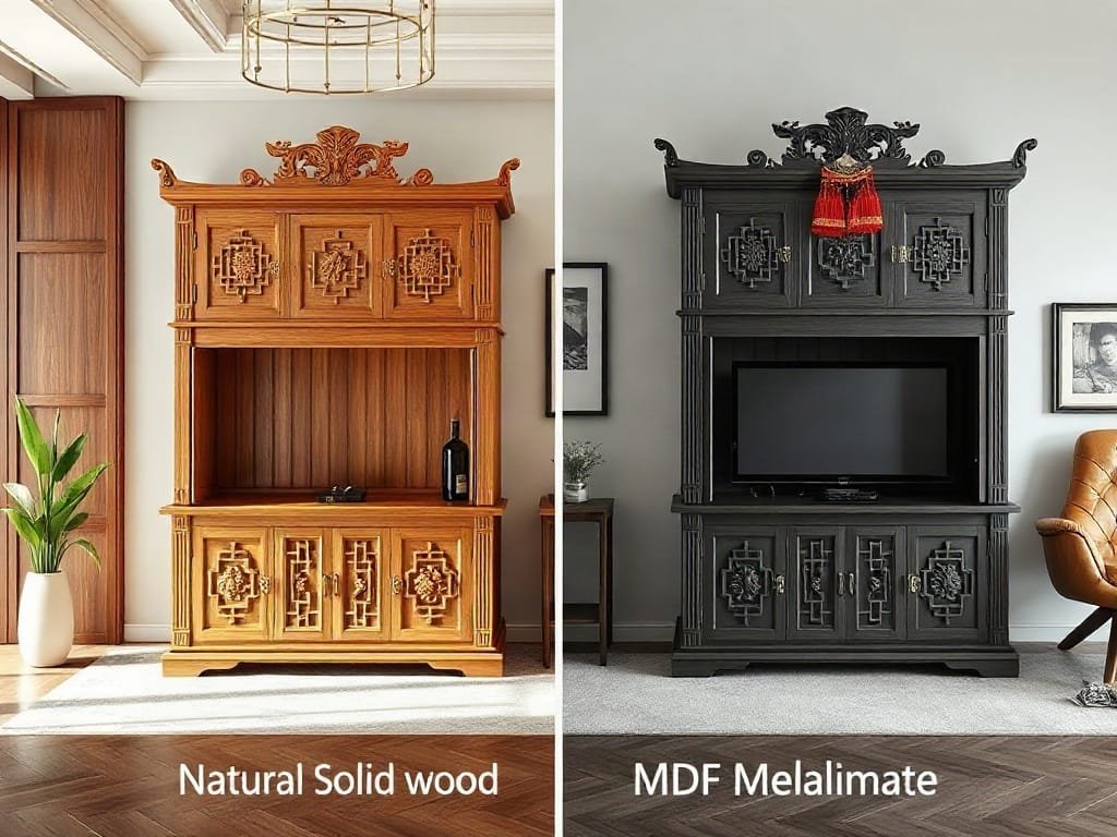 So sánh tủ thờ: gỗ tự nhiên và MDF Melamine