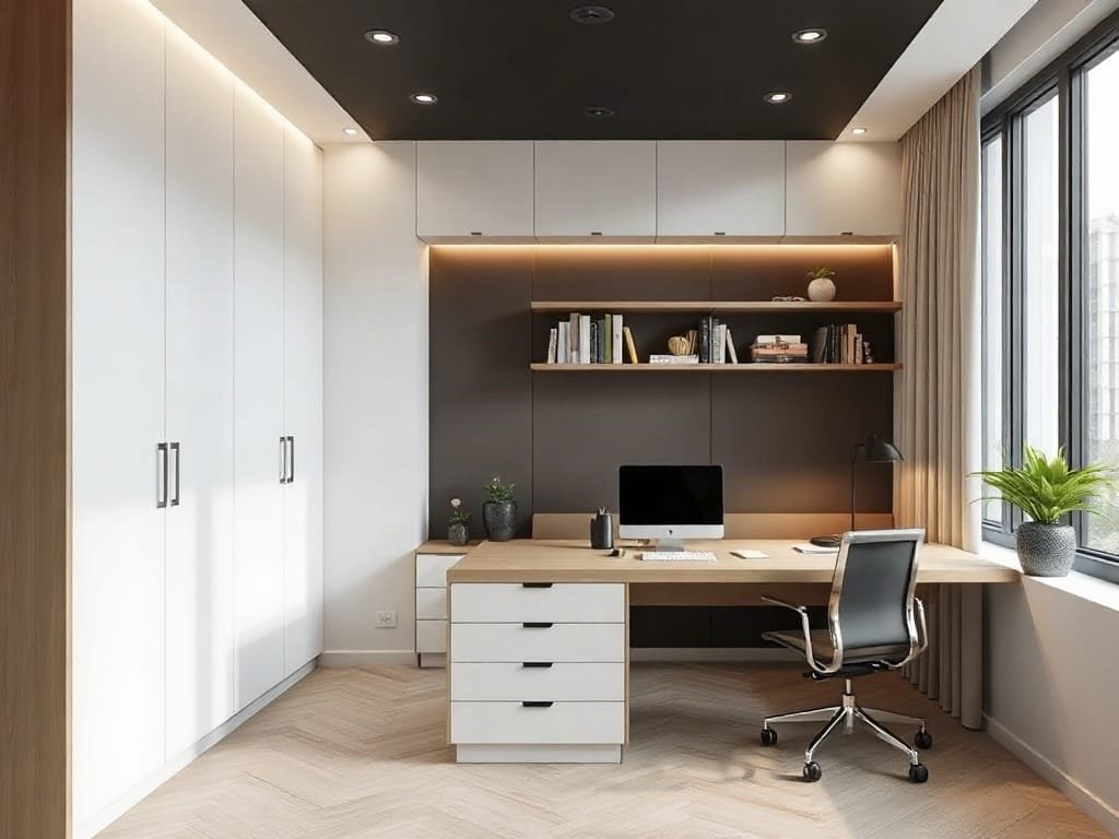 Thiết kế nội thất tập trung vào bàn làm việc công thái học và phong cách