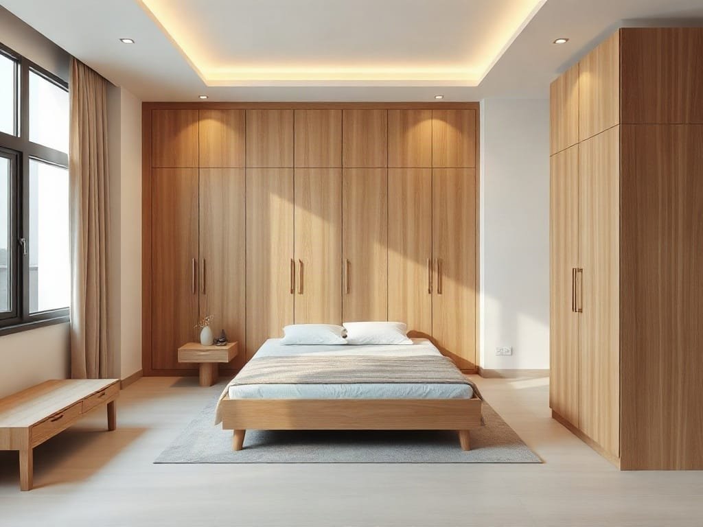 Lựa Chọn Tủ Quần Áo Gỗ Tự Nhiên Tại Hóc Môn Để Tôn Vinh Không Gian Sống Tủ quần áo bằng gỗ tự nhiên trong phòng ngủ hiện đại tại Việt Nam