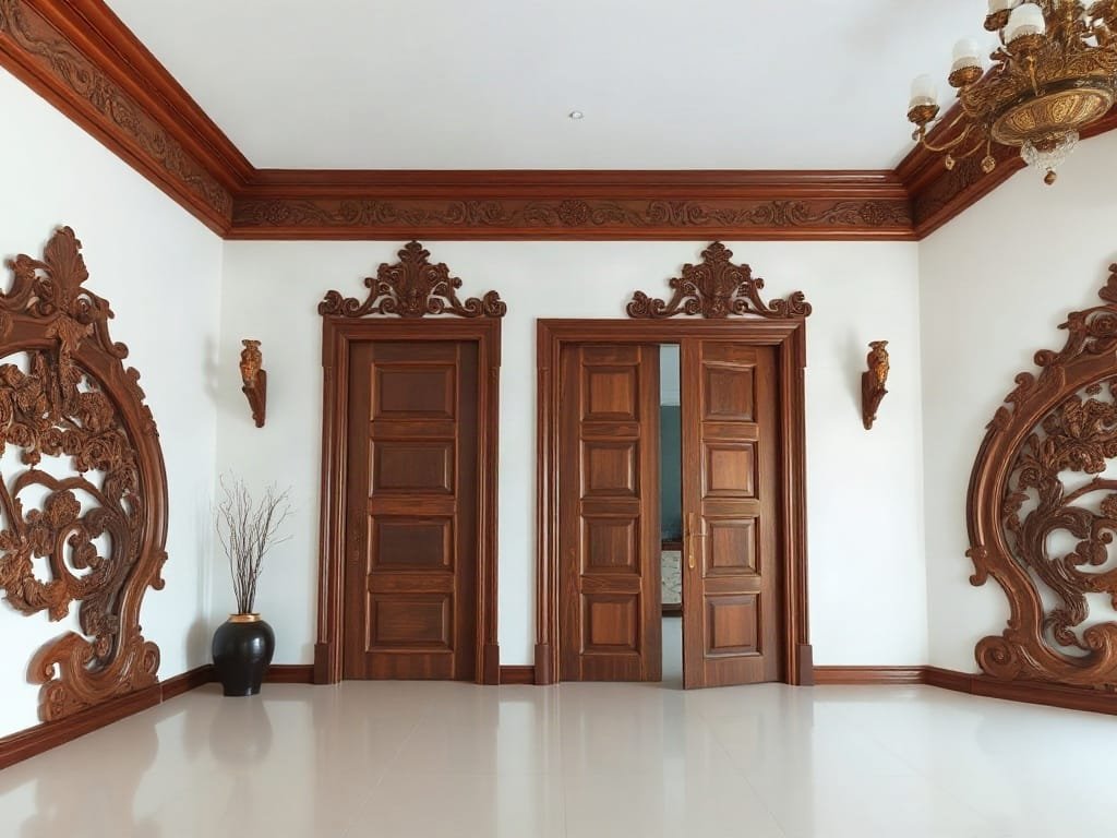 Yếu tố trang trí chạm khắc gỗ gõ đỏ trong nhà Việt