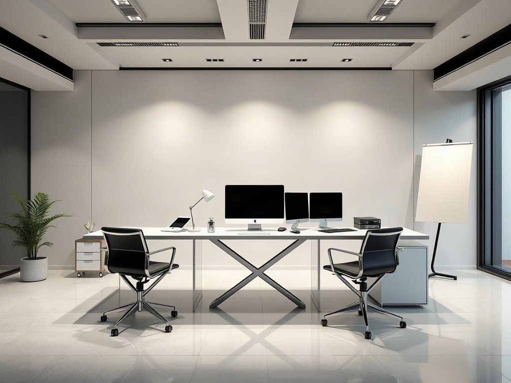 Bàn giám đốc thiết kế tối giản trong văn phòng sang trọng