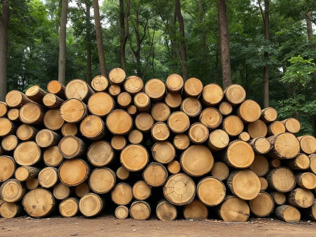Đống gỗ phong cách độc đáo tròn nguyên liệu tại xưởng