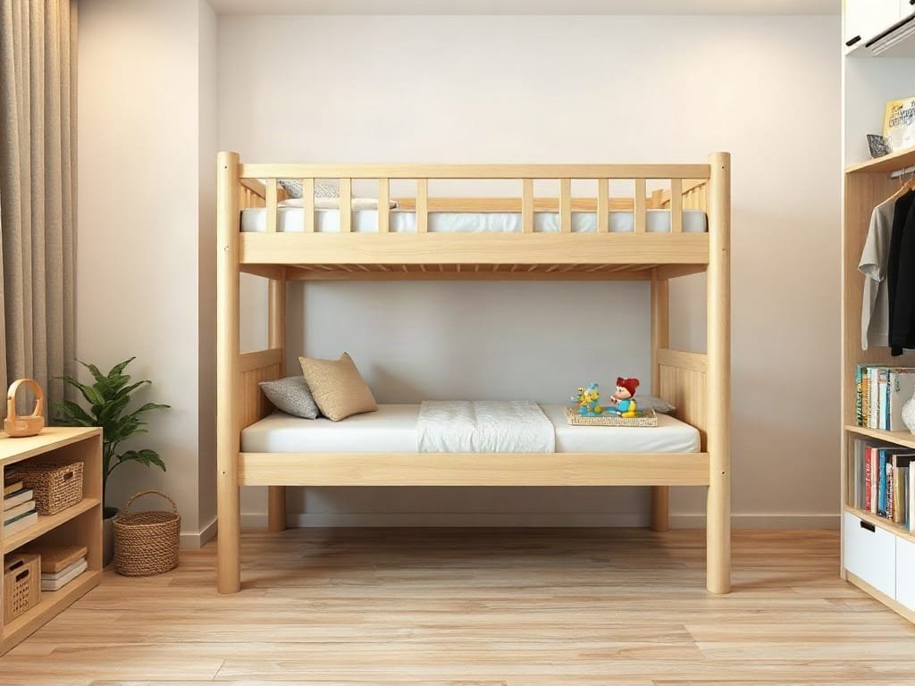 Giường tầng phong cách trong căn hộ Việt, đồ gỗ sáng màu