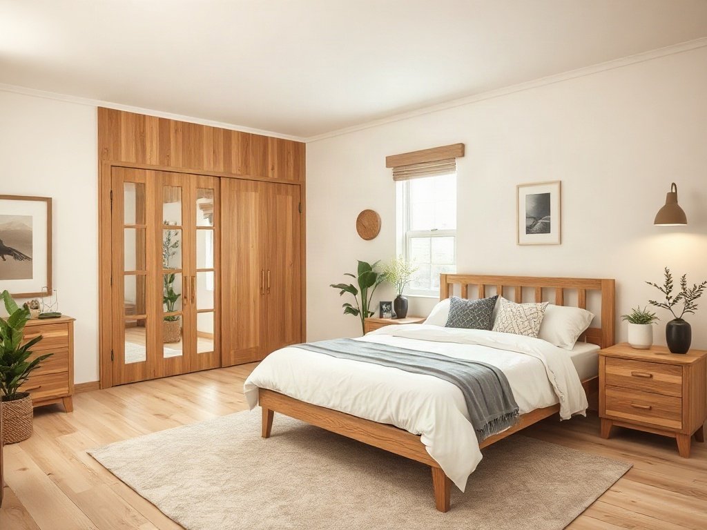 Giường Ngủ Gỗ Công Nghiệp Đẹp Hiện Đại: Lựa Chọn Hoàn Hảo Cho Không Gian Sống Phòng ngủ nhà phố ấm cúng với nội thất gỗ tự nhiên