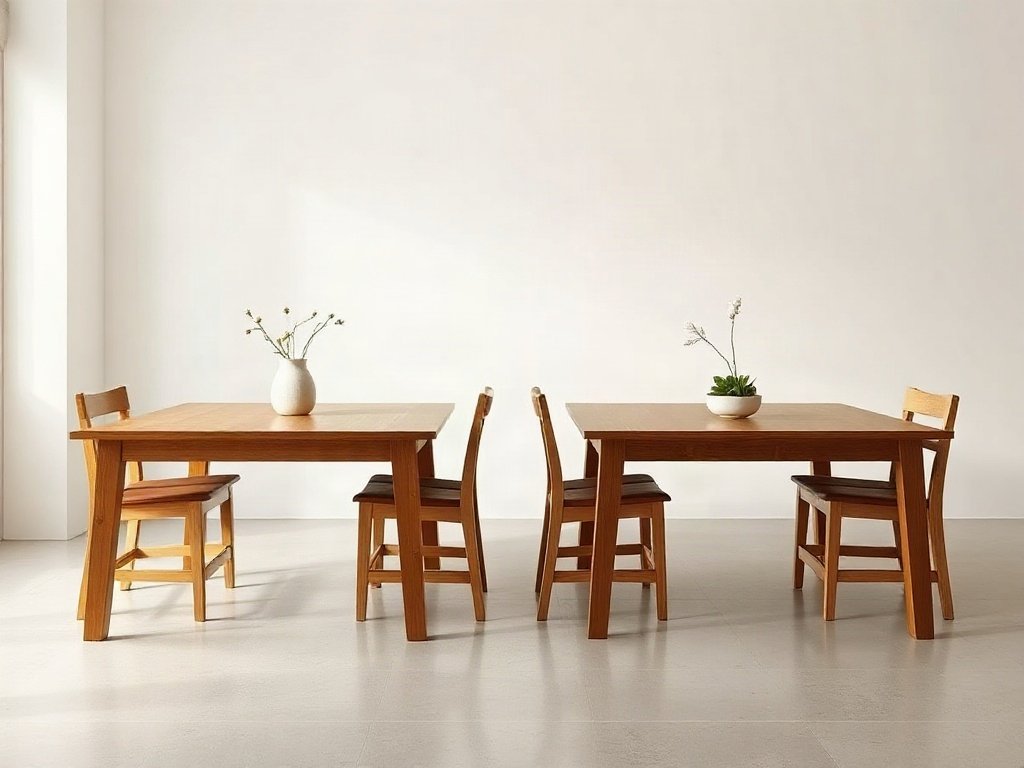 So sánh bàn ăn: gỗ tự nhiên và MDF Melamine