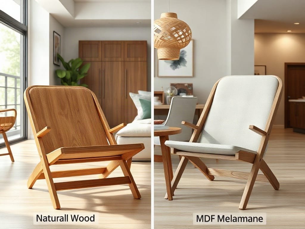 So sánh ghế bố: gỗ tự nhiên và MDF Melamine