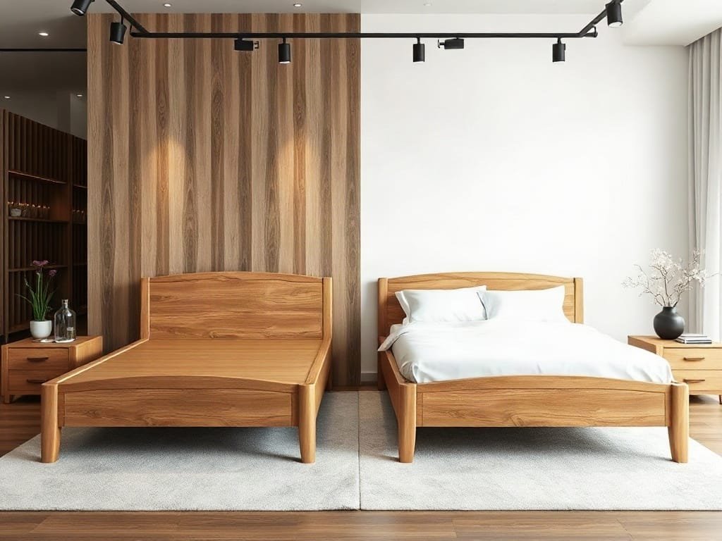 So sánh giường ngủ: gỗ tự nhiên và MDF Melamine