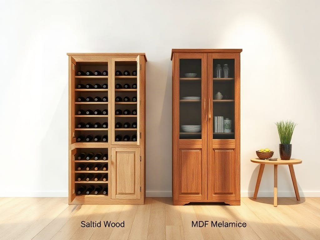 Khám Phá Những Thiết Kế Tủ Rượu Phòng Khách Đẹp Đáng Sở Hữu So sánh tủ rượu: gỗ tự nhiên và MDF Melamine