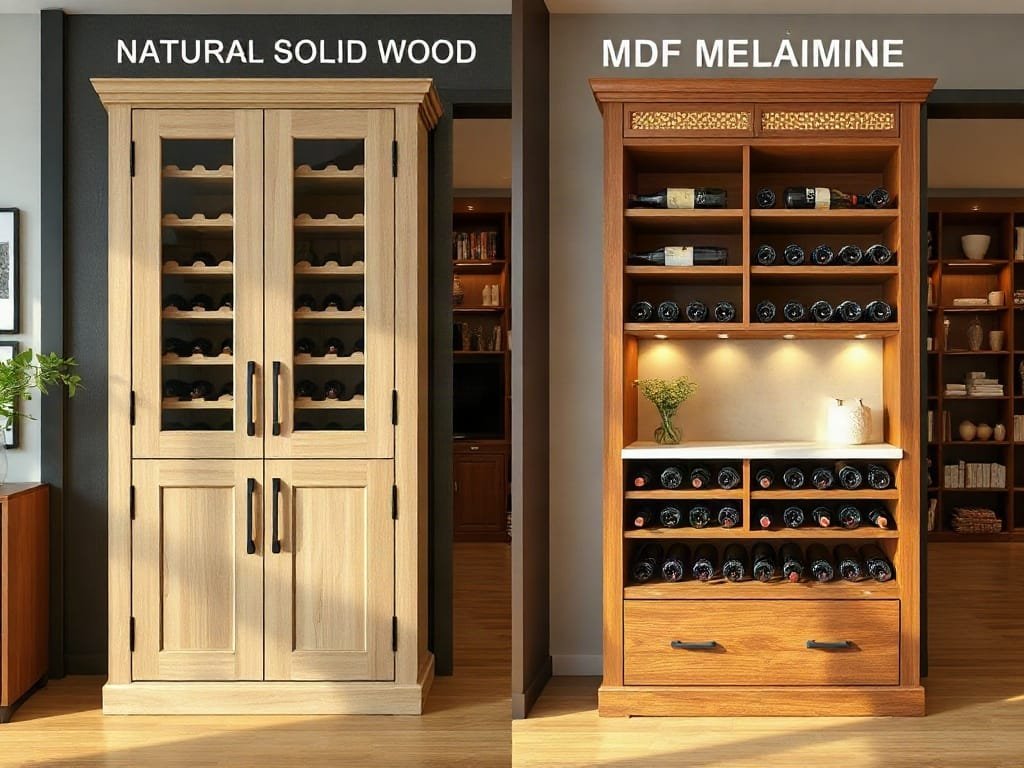 So sánh tủ rượu: gỗ tự nhiên và MDF Melamine