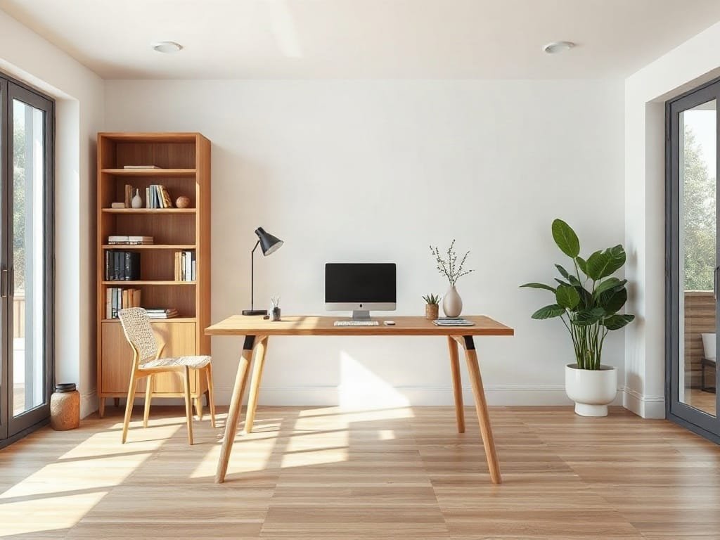 Khám Phá Bàn Làm Việc IKEA Thông Minh Gọn Gàng Cho Không Gian Hiện Đại Văn phòng villa cao cấp với bàn IKEA kết hợp chất liệu gỗ và hiện đại.